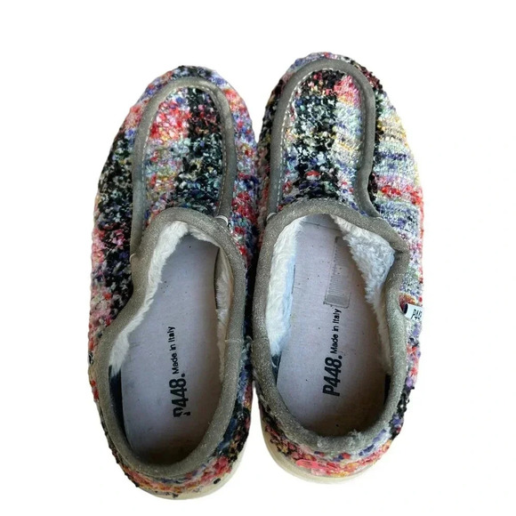 P448 Bubble Slip On Sneakers Sz 9 / 39 | Colorful Woven Patchwork Italy Designer - Picture 3 of 10